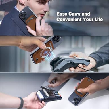 QYQBOON Mag-Safe Wallet for iPhone - Lightweight Magnetic Phone Wallet Stand With Adjustable Leather Card Holder for iPhone 16/15/14/13/12 Series, Not for Mini (Brown) - Image 5