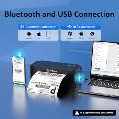 Mvgges Shipping Label Printer Bluetooth, 4X6 Thermal Label Printer for Shipping Packages, Support Windows, Mac, iOS, Android, Used for Amazon, Ebay, UPS, USPS, Shopify - Image 2