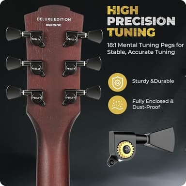 Fesley 39" LP Electric Guitar Kit: Full Size Solid Body Electric Guitars for Beginners with Humbucker Pickups, Poplar Body, Mahogany Neck,22 Frets,6 String Guitar with Gig Bag,Cable,FLP350,Matte,Black - Image 3