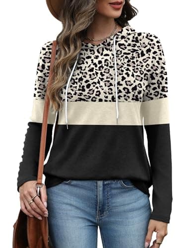 Bofell Long Sleeve Shirts for Women Early Fall Fashion Must Haves Casual Hoodies Soft Sweaters Ladies Tops and Blouses Clothing Print L - Image 4