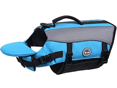 VIVAGLORY Front Float Dog Life Vest, Dog Life Jacket for Swimming & Boating, Swimming Vest with Chin Float & Handle, Ripstop & Buoyancy for Puppy Doggy, XS, Blue - Image 1