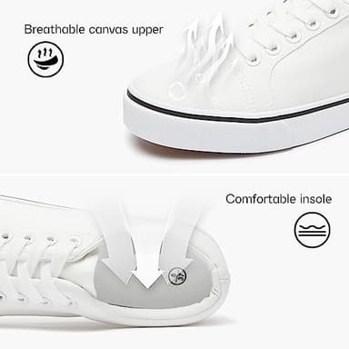 Shupua Canvas Shoes for Women White Canvas Sneakers Womens Casual Shoes Low Top Black Sneakers Comfortable Tennis Shoes(White.us9) - Image 6