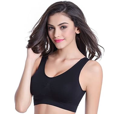 Vermilion Bird Women's 3 Pack Seamless Comfortable Sports Bra with Removable Pads XL/Shirt Size 14 Black &White &Nude - Image 4