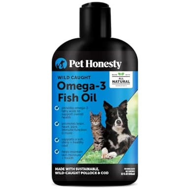 Pet Honesty Omega 3 Fish Oil Supplement for Dogs & Cats (32oz), Wild Caught Omega 3 Fish Oil for Skin and Coat Health, Supports Shedding, Skin & Coat, Immunity, Joint, Brain & Heart, EPA + DHA - Image 1