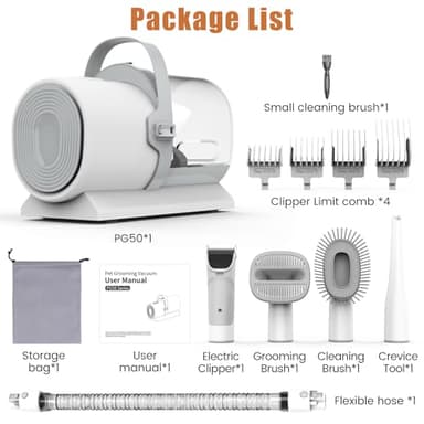 Dog Grooming Vacuum, Pet Grooming Kit with Dog Clippers, 2.5L Dust Cup 11000Pa Dogs Vacuum for Shedding Grooming, 5 Grooming Tools Home Cleaning in 1, Low Noise Pet Grooming Vacuum for Dogs, PG50 - Image 8