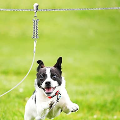 Dog Tie Out Runner for Yard,Trolley System for Large Dogs,Heavy Duty Dog Run Cable Lead 50ft with 10ft Pulley Runner Line for Small Medium and Large Dogs Up to 250lbs Running Outside Yard or Camping - Image 7