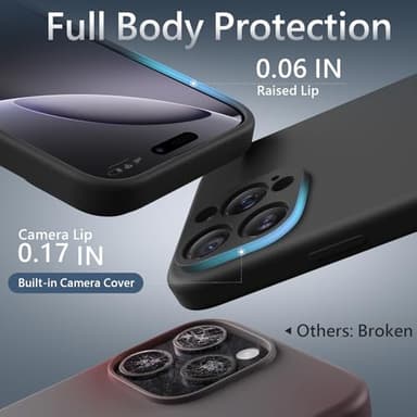 FlyReal Magnetic for iPhone 16 Pro Case, Compatible with MagSafe, (Integrated Silicone Camera Control Button) (Camera Protection) + Screen Protectors, Microfiber Lining Case 6.3", Black - Image 8