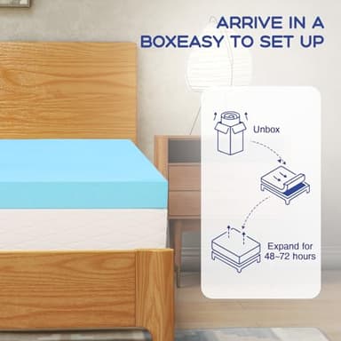 VALUXE Full Mattress Topper 4 Inch Cooling Gel Memory Foam, CertiPUR-US Certified Topper & Pad for Back Pain Relief, Soft Breathable Bedding with Pressure Relief (Blue) - Image 5