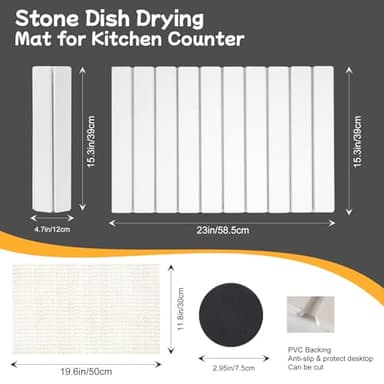 Oxydrily Stone Drying Mat for Kitchen Counter, Large Stone Dish Drying Mat Foldable, Absorbent Diatomaceous Earth Bath Mat Quick Dry for Kitchen Dishes Bottles Cups Bathroom Any Countertop 23" x 15.3" - Image 3