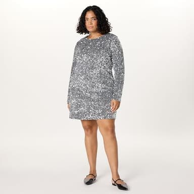 The Drop Women's Luz Sequin Long Sleeve Mini Dress, Silver, S - Image 5