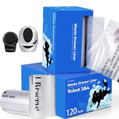 120 Pack Litter Box Robot 3 4 Waste Bags, Self Cleaning Cat Litter Box Robot Waste Liner Bags Replacement, Heavy Duty 9-11 Gallons of Capacity - Image 1