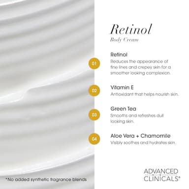 Advanced Clinicals Retinol Body Lotion & Face Moisturizer | Visible Anti Aging Skin Care Retinol Body Cream For Women & Men Targets Look Of Fine Lines, Wrinkles, & Crepe Looking Dry Skin, 16 Ounce - Image 4