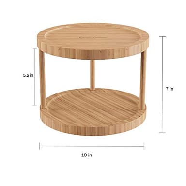 Classic Cuisine Lazy Susan – All-Natural Bamboo Round Two Tier Turntable Kitchen, Pantry and Vanity Organizer and Display with 10 Inch Diameter - Image 2