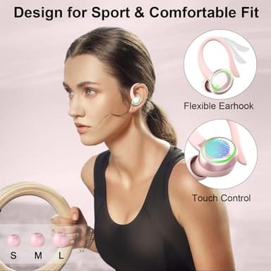Wireless Earbuds, Bluetooth 5.4 Headphones Sports, 50H Playback Over-Ear buds with ENC Noise Cancelling Mic, Deep Bass Fitness Earphones with Earhooks, IP7 Waterproof Headset for Workout Running Gym - Image 4