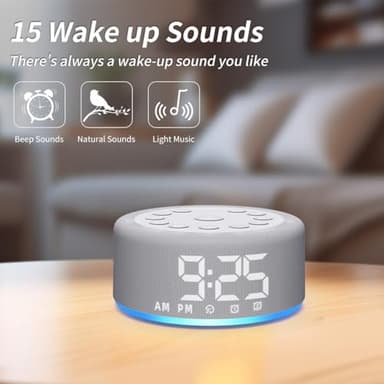 White Noise Sound Machine Alarm Clock Brown Noise Machine Night Light with Dual Alarms Backup Battery 30 Sleeping Sounds for Baby Kids Adults 32 Level Volume 5 Timers 15 Wake Up Sounds Memory Function - Image 6