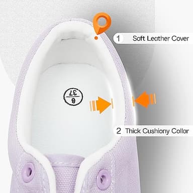 Shupua Canvas Shoes for Women White Canvas Sneakers Womens Casual Shoes Low Top Black Comfortable Tennis Sneakers (Purple.us9) - Image 3