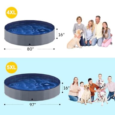 Niubya Portable Dog Pool, Foldable Pet Swimming Pool, Anti-Slip Collapsible Pet Bathtub, Hard Plastic Bath Pool for Pets Dogs and Cats, 97 x 16 Inches - Image 4