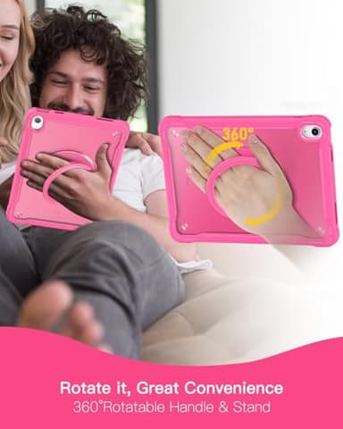 BRAECN for iPad (A16) 11th/10th Generation Case 11 inch 2025/10.9'' 2022 Handle Protective Cover 360 Rotating Ring Stand, Shockproof Dropproof Case for Kids Kickstand & Pencil Holder & Shoulder Strap - Image 6