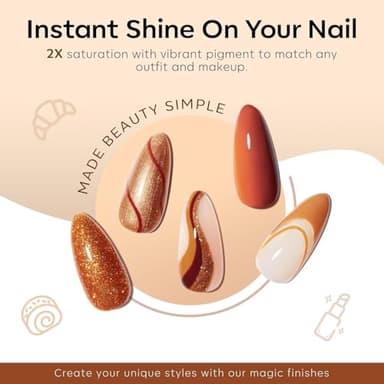 Modelones Gel Nail Polish Set, 6 Fall Colors 2025 Nude Brown Gel Polish Glitter Pearl Shimmer Cinnamon Tawny Orange Cherry Mocha Nail Polish All Skin Tones Soak OFF LED Halloween Nail Art Kit DIY Gift - Image 5
