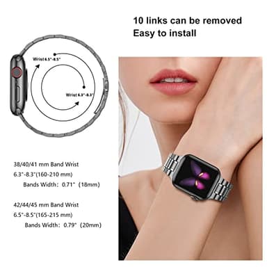 MioHHR Solid Stainless Steel Band Compatible with Apple Watch 44mm 42mm (Series 3/2/1), Metal Strap with Soft TPU Case for iWatch Series 6 5 4 3 2 1 SE SE2 SE3 Women and Men, Space Gray - Image 5
