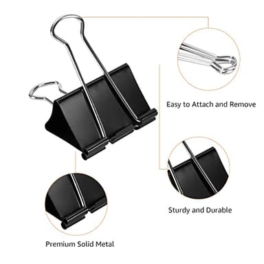 Amazon Basics Sturdy Binder Clips for Office Use, 48 Count (4 Pack of 12), Large, 2 in, Black - Image 5