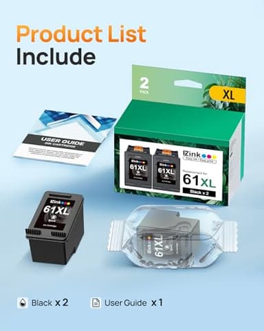 61XL Ink Cartridges Remanufactured Replacement for HP Ink 61, 61XL Ink Cartridges for HP Printers Envy 4500 5530 4502 4501 5535 OfficeJet 4630 4635 DeskJet 2540 1000 1010 1510 (2 Black) - Image 4
