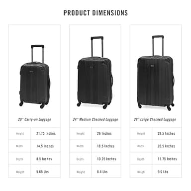 Kenneth Cole REACTION Out of Bounds Lightweight Hardshell 4-Wheel Spinner Luggage, Midnight Black, 24-Inch Checked - Image 6
