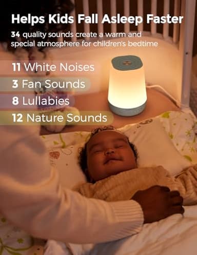 Baby Sound Machine, Momcozy White Noise Machine for Baby Sleeping with Night Light, Toddler Sleep Trainer with 34 Soothing Sounds, Timer, App Remote Control, Personal Sleep Routine(Green) - Image 6