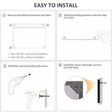 WEER Bathroom Mirror, 24x36 Inch Wall Mirror, Walnut Wood Grain Framed Mirror, Rectangle Vanity Mirror, Tempered Glass, Anti-Rust, Hangs Horizontally or Vertically - Image 6