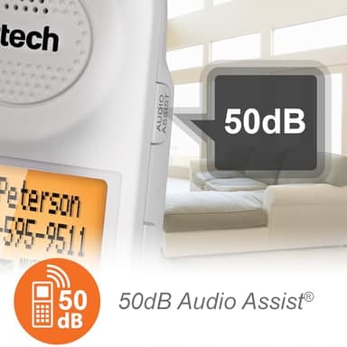 VTech SN5147 Amplified Corded/Cordless Senior Phone with Answering Machine, Call Blocking, 90dB Extra-Loud Visual Ringer, One-Touch Audio Assist on Handset up to 50dB, White - Image 5