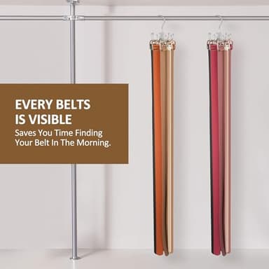 ZEDODIER Belt Hanger, Belt Organizer for Closet, Keeping Belts Visible and in Good Condition, Hanging Tie Rack Holder, Closet Organizers and Storage, Silver - Image 4