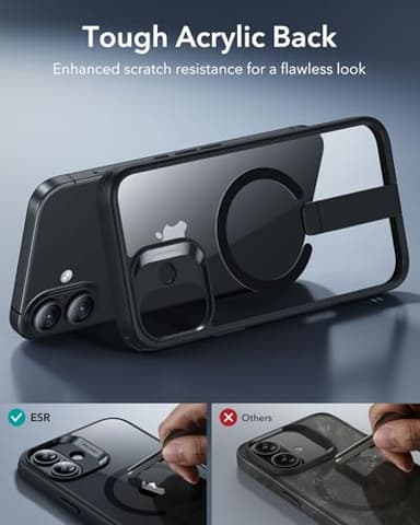 ESR for iPhone 16 Case with Stand, Compatible with MagSafe, Magnetic Kickstand Case for iPhone 16, Military-Grade Protection Shockproof Case, Boost Series, Clear Black - Image 8