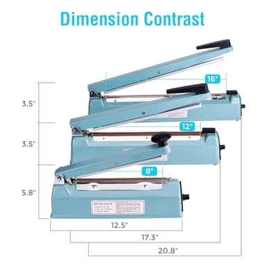 METRONIC Impulse Sealer 8 inch, Manual Heat Sealer Machine for Plastic Bags, Shrink Wrap Bag Sealers Heavy Duty Sealing Machine With Repair Kit (Blue) - Image 9