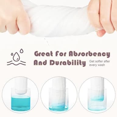 Ease Cubs Muslin Burp Cloths Large 100% Cotton Hand Washcloths for Boys & Girls, Baby Essentials Extra Absorbent and Soft Burping Rags for Newborn Registry (White & Green, 12-Pack, 20" X10") - Image 5