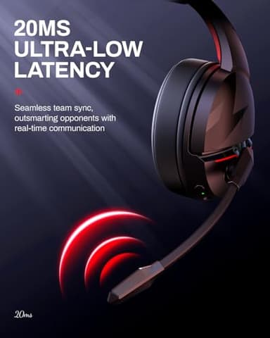 acer Wireless Gaming Headset, PS5 Headset with 2.4GHz for Ps5, Ps4, PC, Switch, Bluetooth 5.3 + 100Hrs Gaming Headphones with Noise Canceling Mic for Laptop, Mobile, Mac, 50mm Drivers (Red) - Image 4