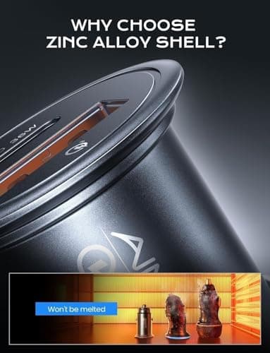 AINOPE 67.5W Super Mini Car Charger USB C 45W PD&QC 3.0 Fast Charging, All Metal Cigarette Lighter Adapter Car Charger Adapter Outlet for iPhone 17 Pro Max Air 16 15 14 13, Samsung Galaxy S25,Android - Image 6