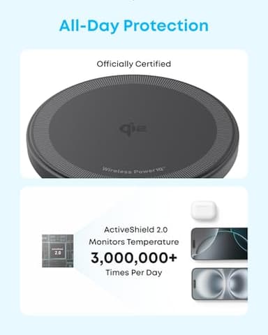 Anker Zolo Magnetic Wireless Charger, 2-Pack Qi2 Certified 15W MagSafe-Compatible Wireless Charging Pad, for iPhone 17/16/15/14/13 Series, AirPods, and More (Not for Pixel, Adapter Not Included) - Image 4