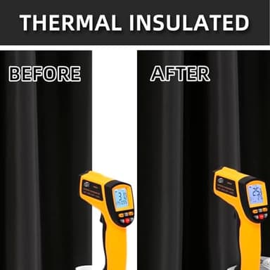 FEBSIXTH 100% Black Blackout Curtains for Bedroom,Black Out Curtains for Living Room,Room Darkening Curtains 84 inch Curtains,Thin Blackout Curtains,54 Wide,2 Panels - Image 6