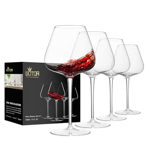 WOTOR Red Wine Glasses Set of 4, 25 Oz Large Burgundy Wine Glasses with Long Stem, Hand Blown Crystal Wine Glasses - Light, Ultra-thin, Gift Packaging for Wedding, Anniversary (Clear) - Image 1