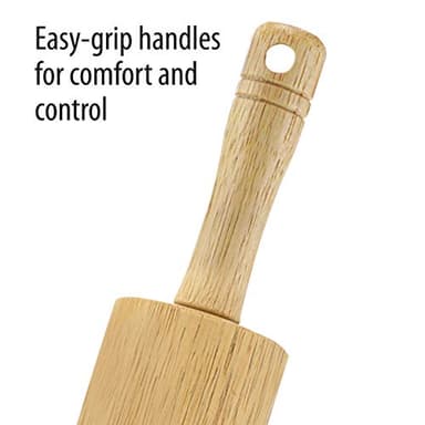 FARBERWARE Classic Wood Rolling Pin, 18-Inch Hardwood Dough Roller for Baking Pizza, Pies, Pastry and Cookies, Ergonomic Handles, Kitchen Essential - Image 4