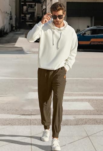 hawalili Mens Corduroy Joggers Pants Casual Cargo Pants Drawstring Elastic Waist Baggy Tapered Sweatpants with Pockets Brown Small - Image 4