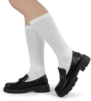 BomKinta Crew Slouch Socks Women - Retro Scrunch Short Sock - Soft Solid Ankle Socks Size 5-11 3 Pair White White White - Image 6