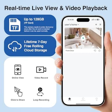 Security Cameras Wireless Outdoor, Pan Rotating 180° WiFi Cameras with 2K Color Night Vision Battery Powered Spotlight/Siren PIR Motion Detection 2-Way Talk Waterproof Cloud/SD Storage Cameras - Image 8