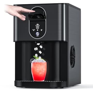 Portable Nugget Ice Maker Countertop, Self-Dispensing Pebble Ice Maker, 44 lbs/Day Soft Chewable Pellet Ice Machine for Home, Kitchen, Bar, Single Button Operation, Compact Design Ice Making Machine - Image 1