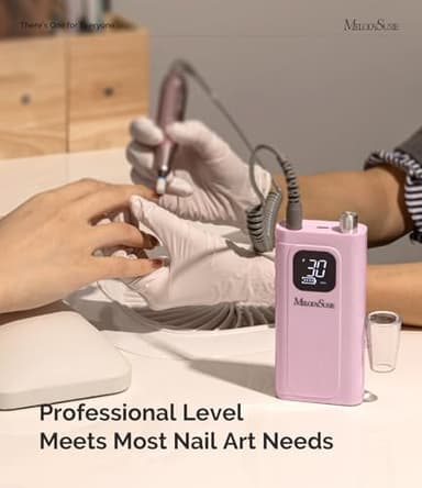 MelodySusie Entry-Level Clip-On Cordless Essential Nail Drill, SC300F 30000RPM E-File with LCD Display for All Manicure Shaping & Gel Removal, Ideal for Training, Nail Art Practice & Home Use, Pink - Image 6