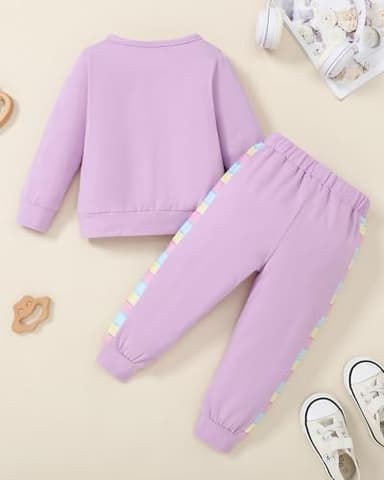 YALLET Toddler Girls Clothes Baby Girl Fall Outfits Long Sleeve Sweatshirt Pants Sets Winter Sweatsuit Clothing for Girl 2-3T Unicorn-Purple - Image 4