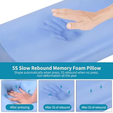 Memory Foam Pillows Neck Pillow Bed Pillow for Sleeping, Ergonomic Cervical Pillow for Neck and Shoulder Pain Relief,Orthopedic Contour Pillow for Side Back Stomach Sleeper(Blue&Grey) - Image 3
