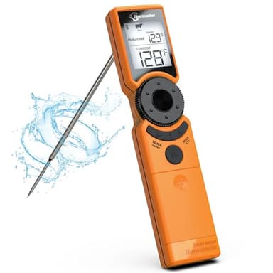 Thermochef Digital Meat Thermometer for Grill, Instant Read Food Thermometers for Cooking with Food Doneness Guide, Calibration and LCD Backlight Screen, High Accuracy ±1% ℉, BBQ Beef Candy Orange - Image 1