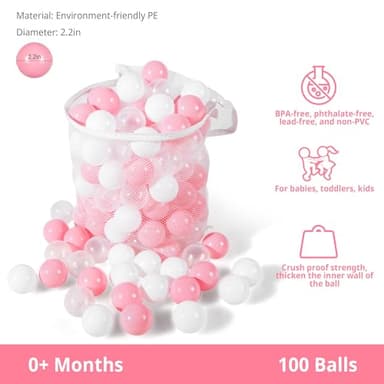 STARBOLO Ball Pit Balls for Kids - 100 Pieces Crush Proof Stress Balls BPA&Phthalate Free Non-Toxic Soft Plastic Ball for Baby Birthday Pool Play Water Toy Wedding Playpen Pit Accessories (Pink) - Image 8