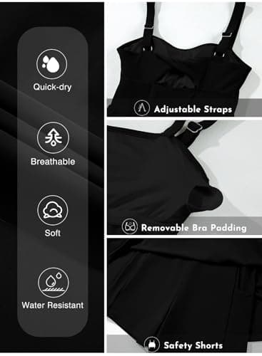 Aleumdr Women's One Piece Swimsuit Tummy Control Swim Dress Modest Full Coverage Skirt Bathing Suit with Bottom Black Large - Image 5